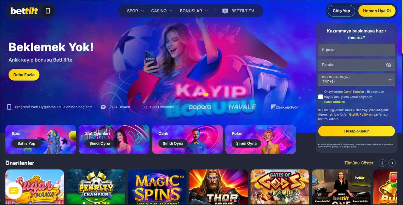 Bettilt Casino Türkiye — masaüstü arayüz ekran görüntüsü